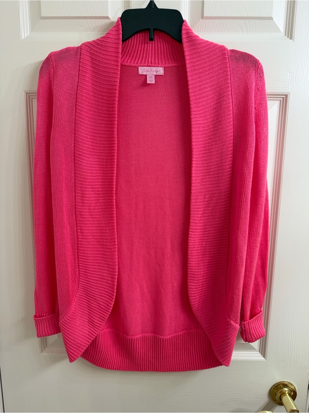 Pink Shawl Collar Open-Front Women's Sweater Size XXS